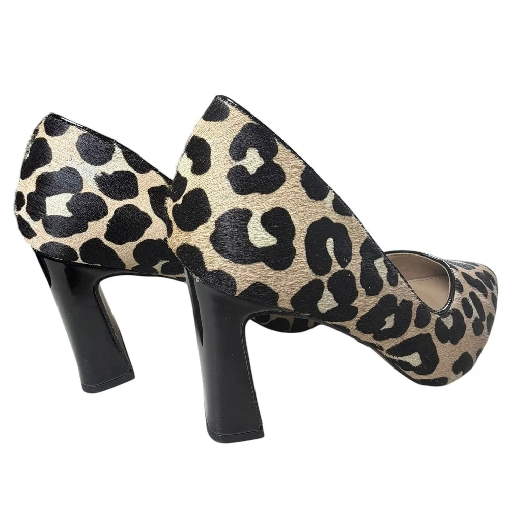 Legend Vibe Leopard‎ Print Calf Hair Block Heel Statement Pumps Women's 8 112953